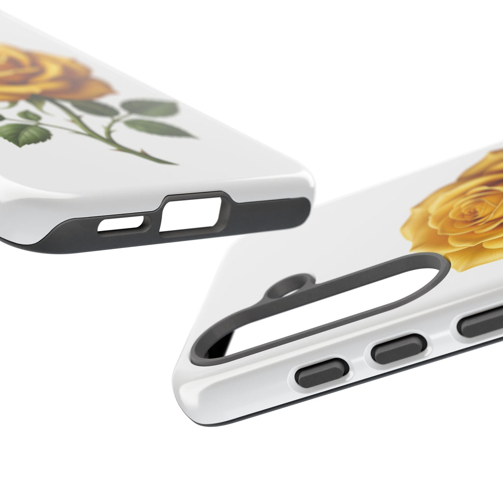 Yellow Rose Phone Case — Vintage Floral Tough Protective Cover