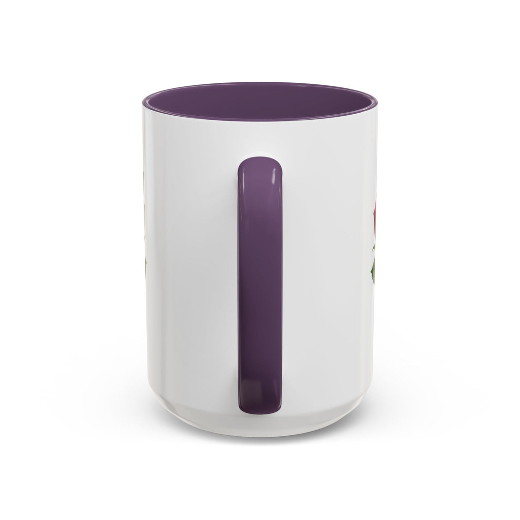 Red Rose Accent Coffee Mug — Floral Ceramic Coffee Cup (11/15oz)