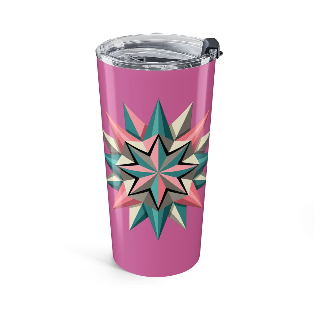 Pink Geometric Star 20oz Tumbler — Insulated Travel Cup- Light Pink