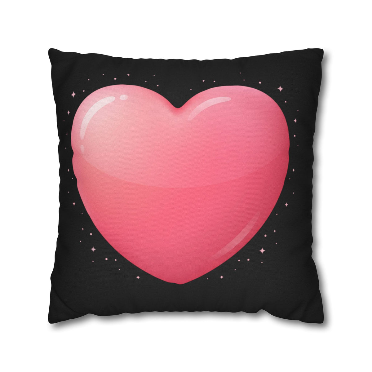 Pink Heart Black Spun Polyester Square Pillowcase