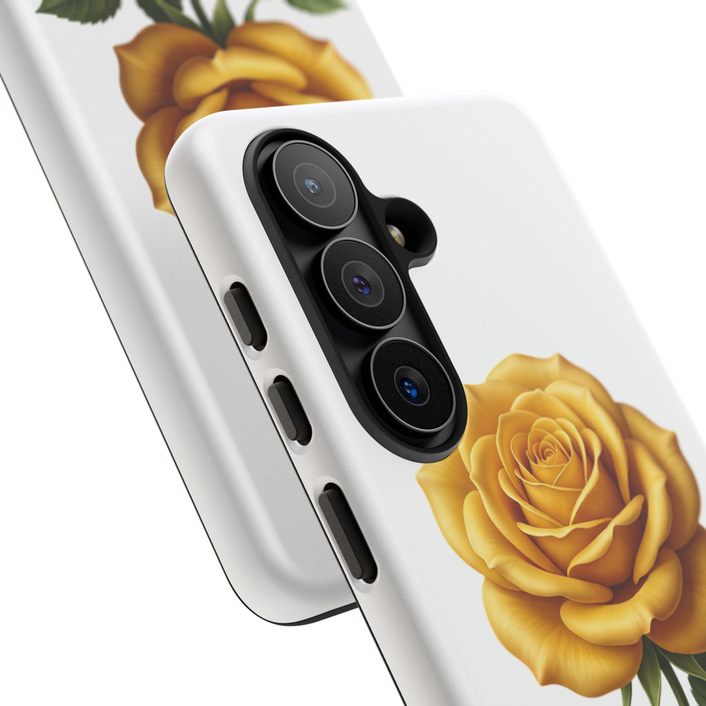 Yellow Rose Phone Case — Vintage Floral Tough Protective Cover