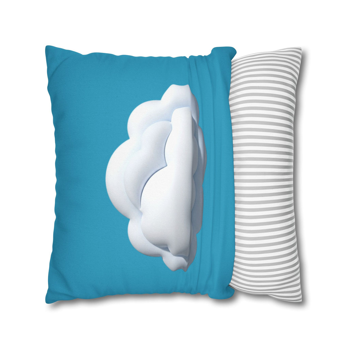 Cloud Print Turquoise Pillowcase – Cute White Cloud on Blue Decorative Throw Pillow Cover