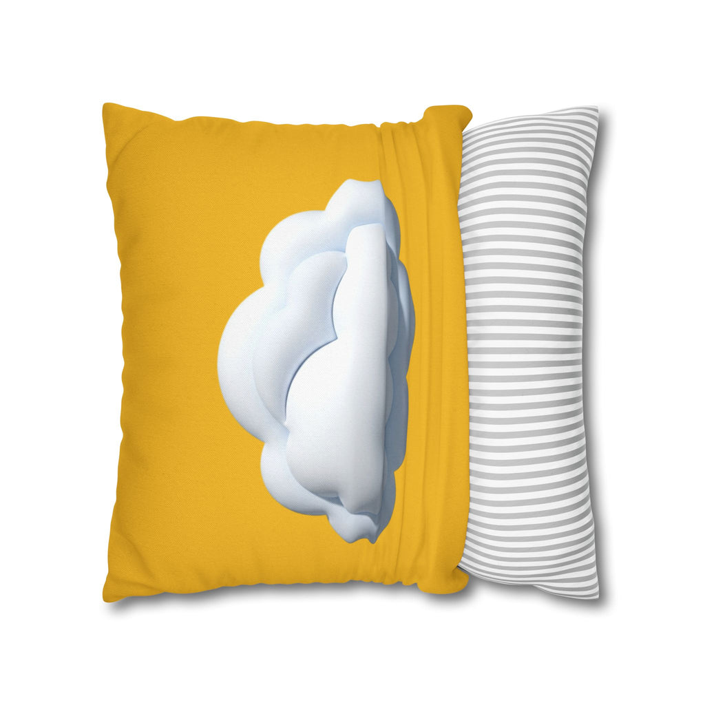 Yellow Cloud Decorative Pillowcase - Cute Fluffy Cloud Accent Cushion Cover