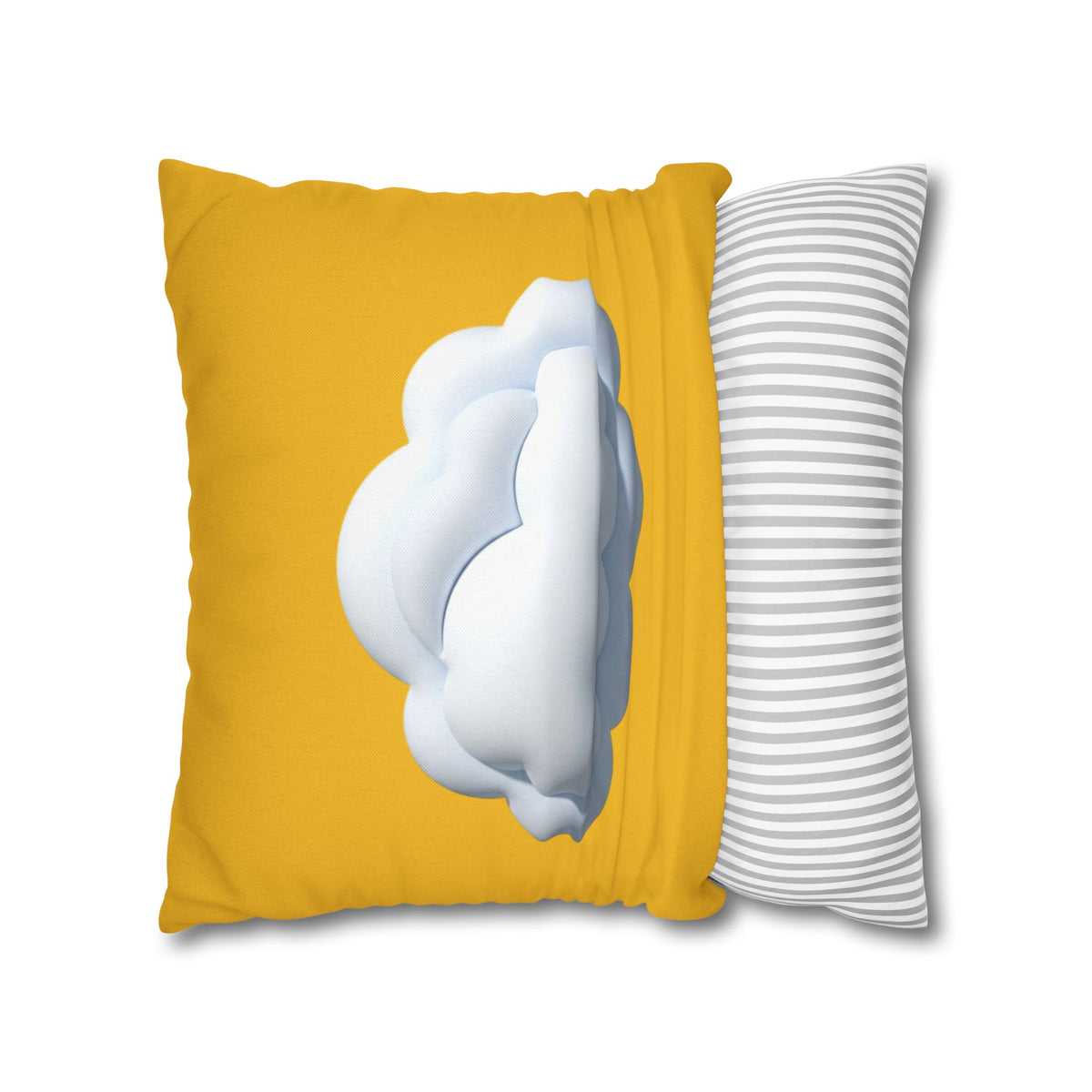 Yellow Cloud Decorative Pillowcase - Cute Fluffy Cloud Accent Cushion Cover