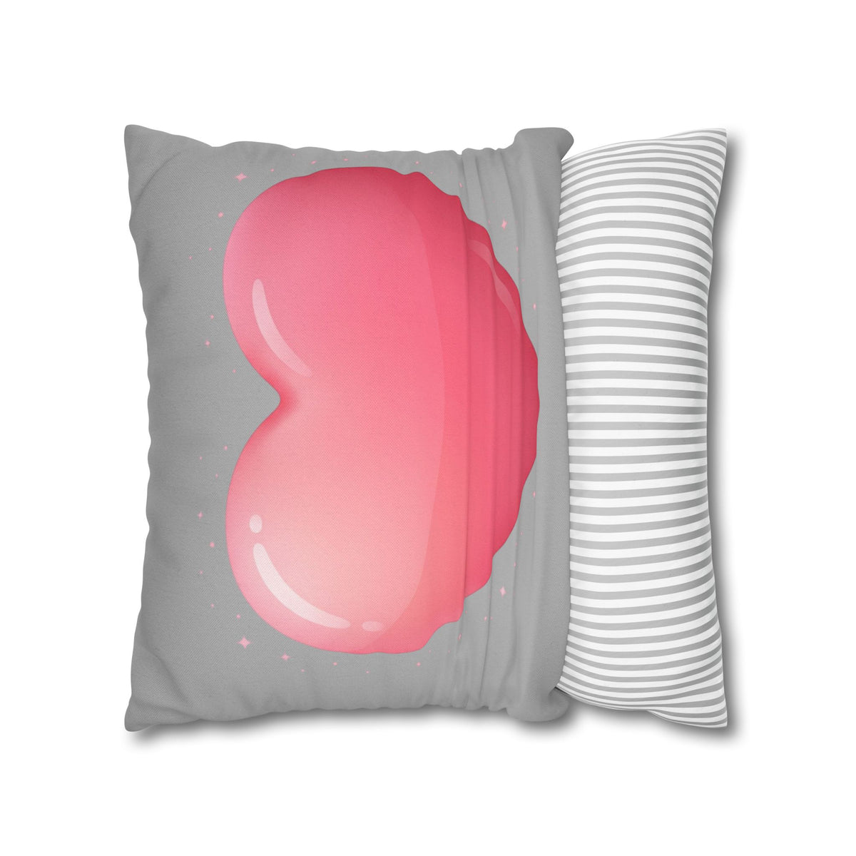 Pink Heart Grey Spun Polyester Square Pillowcase
