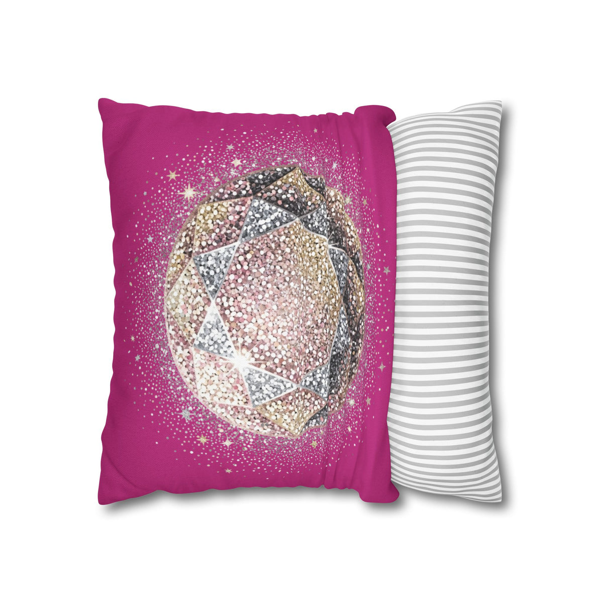 Glittery Magenta Spun Polyester Square Pillowcase