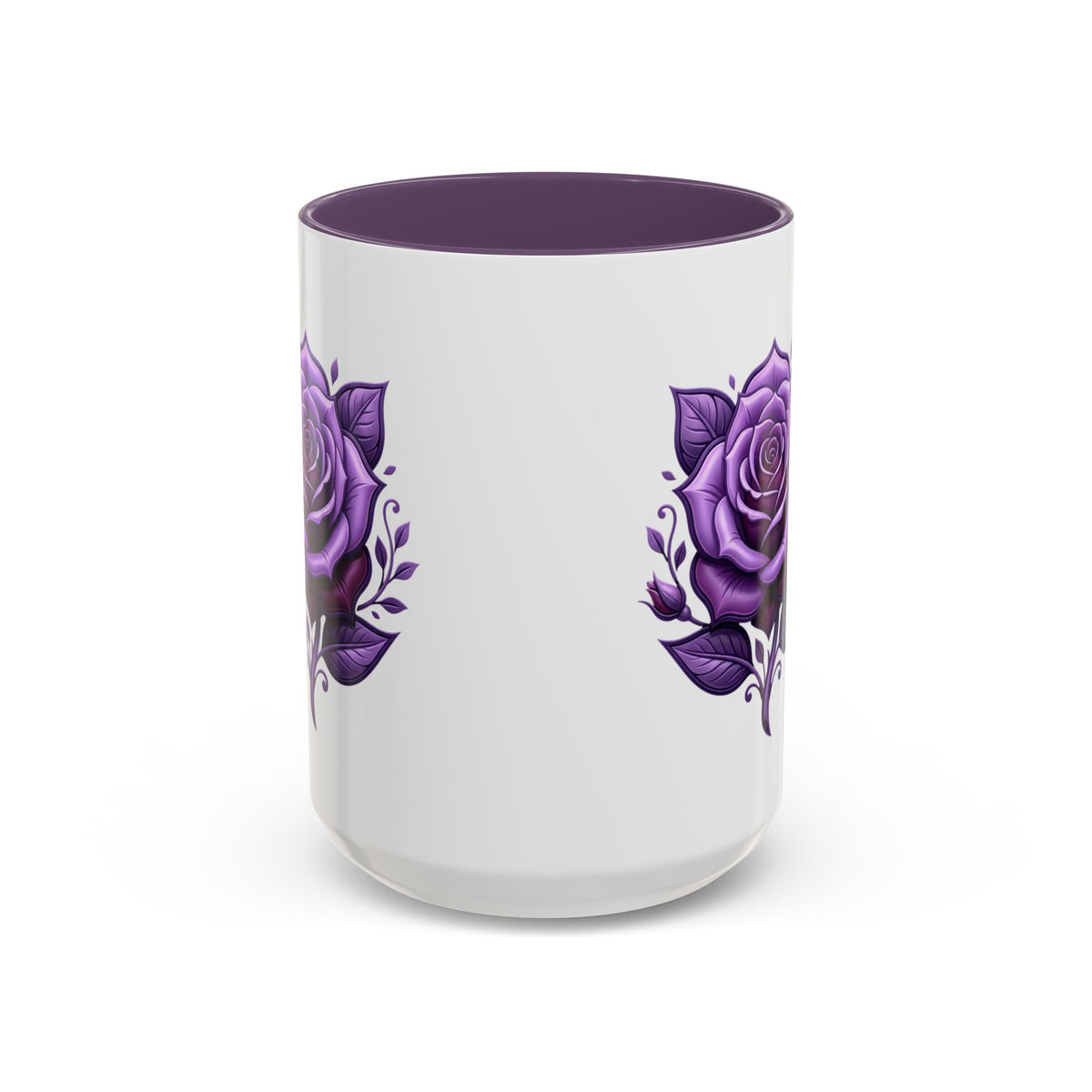 Purple Rose Accent Coffee Mug — Floral Gothic Tea Cup for Women & Gifts