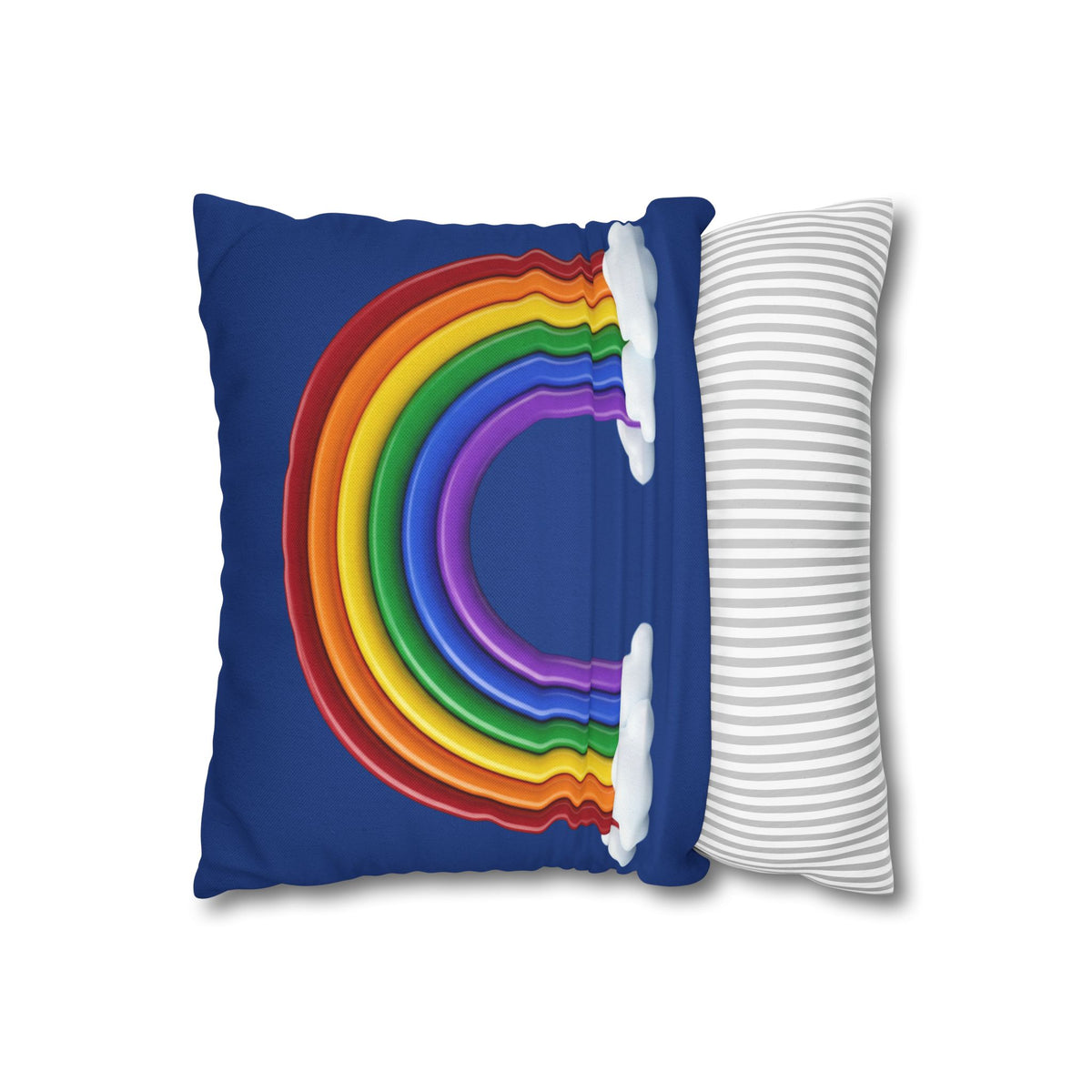 Rainbow Dark Blue Spun Polyester Square Pillowcase