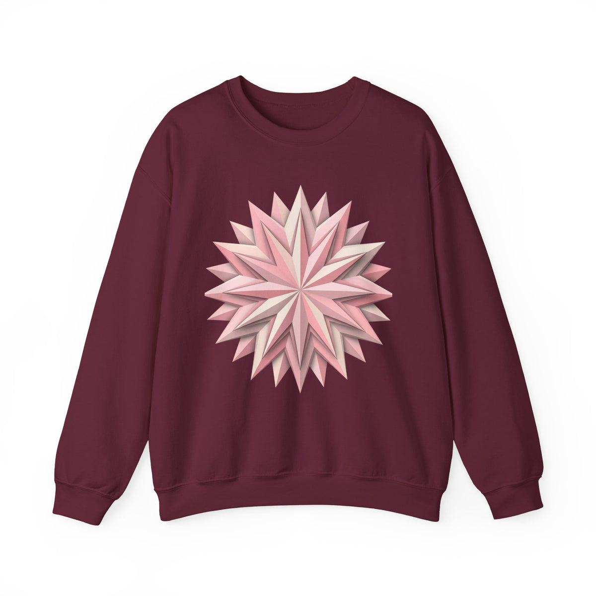 Starburst Polygon Crewneck Sweatshirt — Pink Geometric Floral Graphic