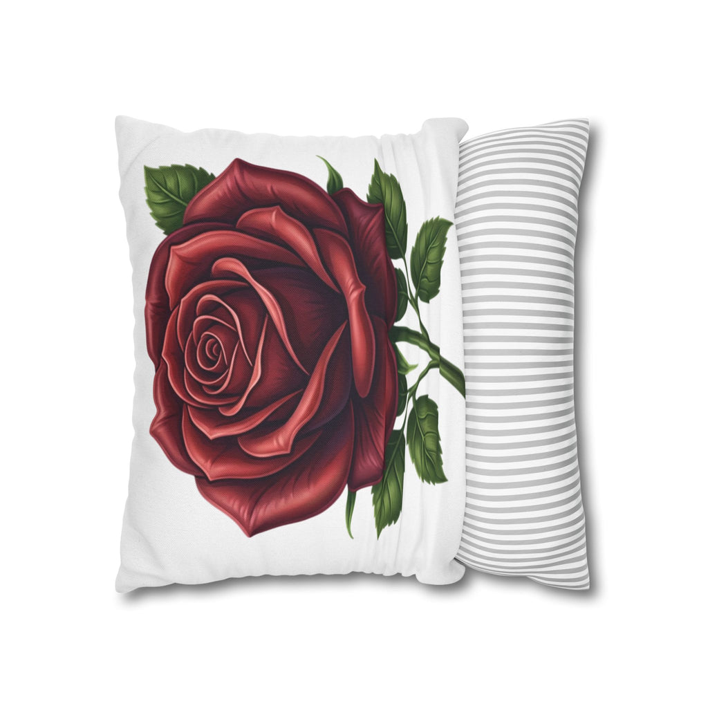 Red Rose Spun Polyester Square Pillowcase