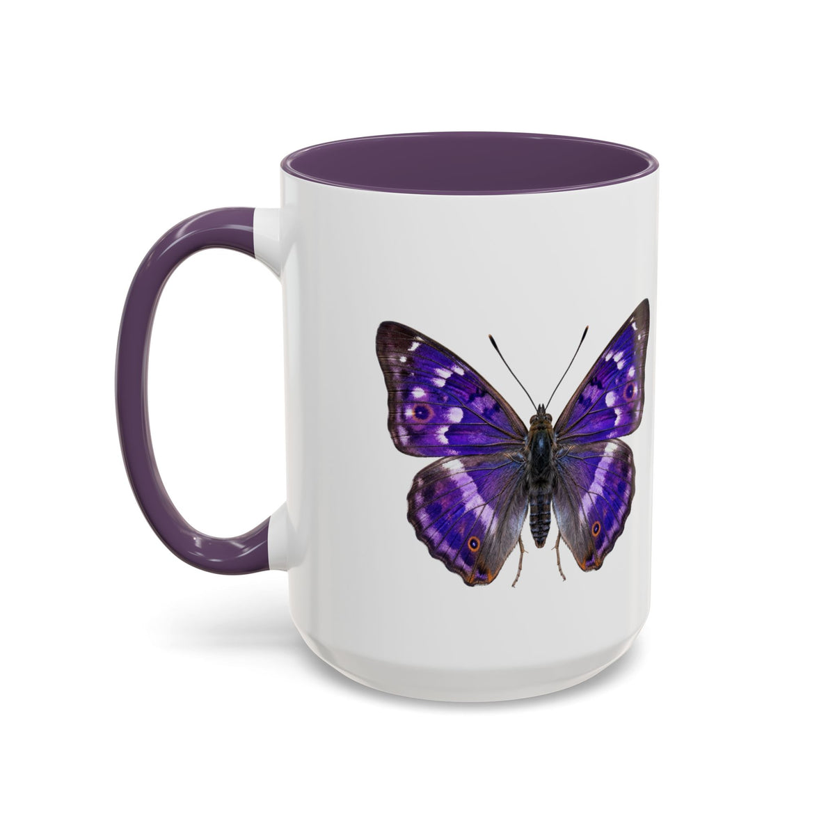 Purple Butterfly Accent Coffee Mug – Elegant Floral Butterfly Ceramic Cup