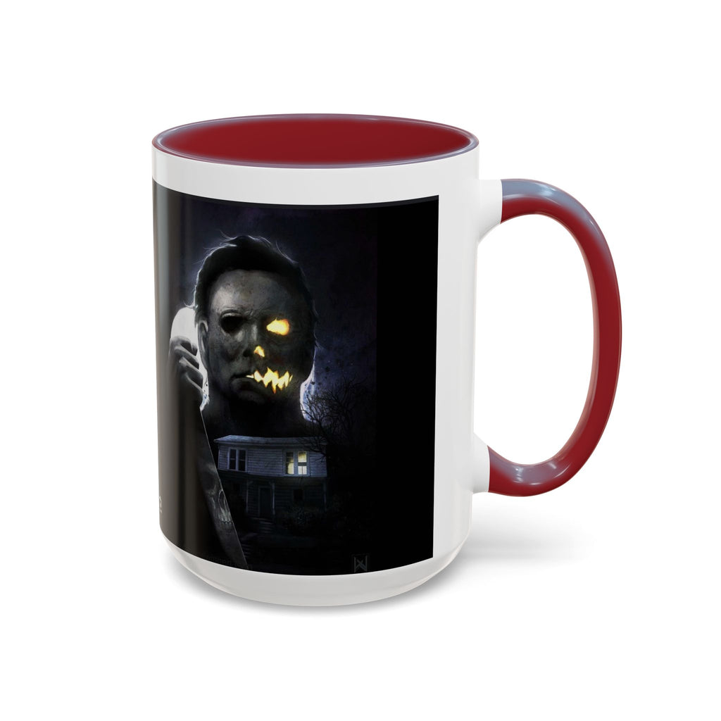 Halloween Michael Myers Accent Coffee Mug — Spooky Horror Movie Jack-O'-Lantern Face (11/15oz)