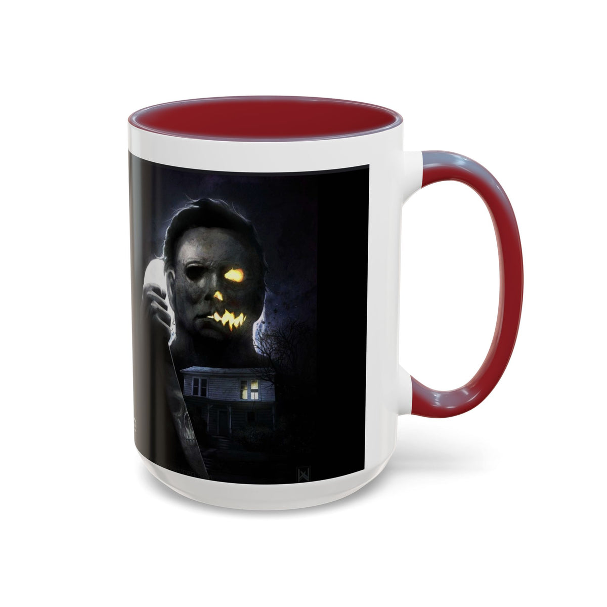 Halloween Michael Myers Accent Coffee Mug — Spooky Horror Movie Jack-O'-Lantern Face (11/15oz)