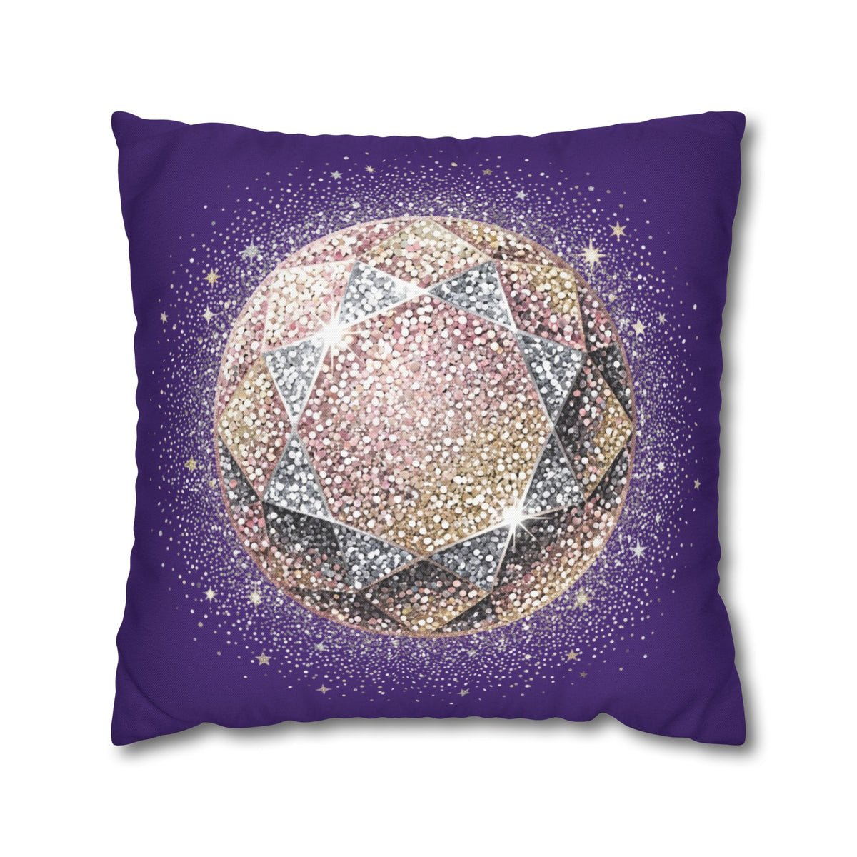 Glittery Dark Purple Spun Polyester Square Pillowcase