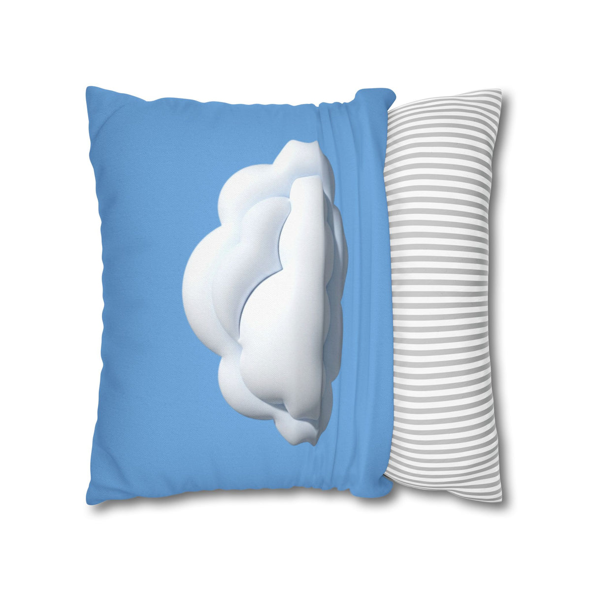 Cloud Print Square Pillowcase — Soft Light Blue Decorative Throw Pillow Cover