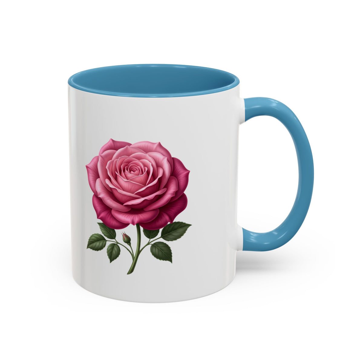 Pink Rose Accent Coffee Mug — Floral Tea & Coffee Cup (11/15 oz)