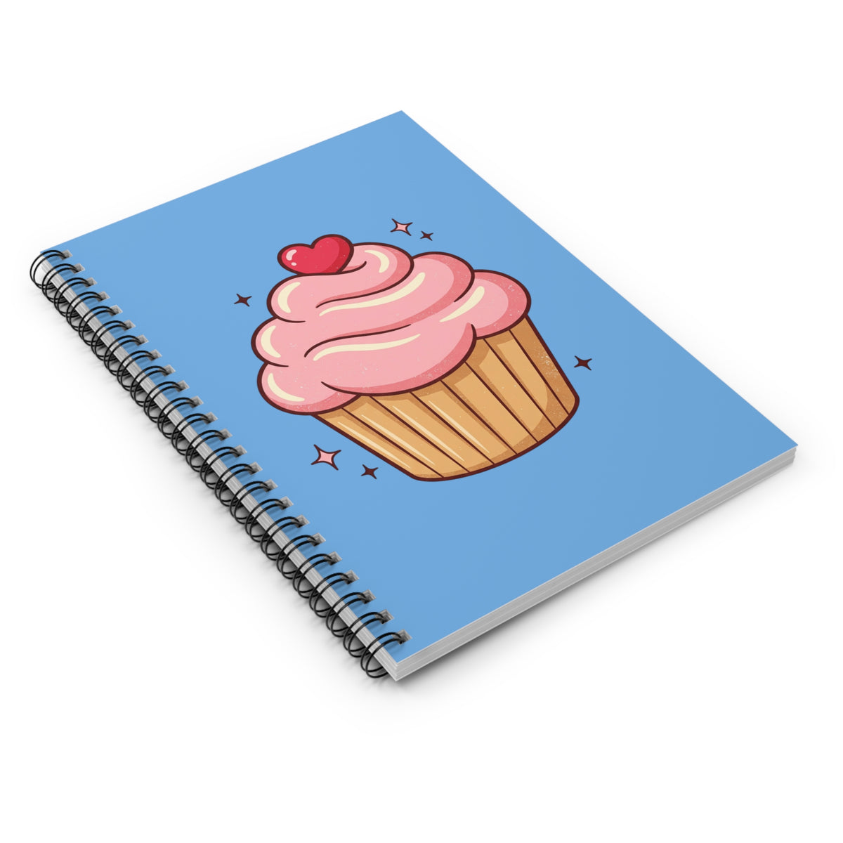 Pink Cupcake Spiral Notebook - Ruled Line- Light Blue