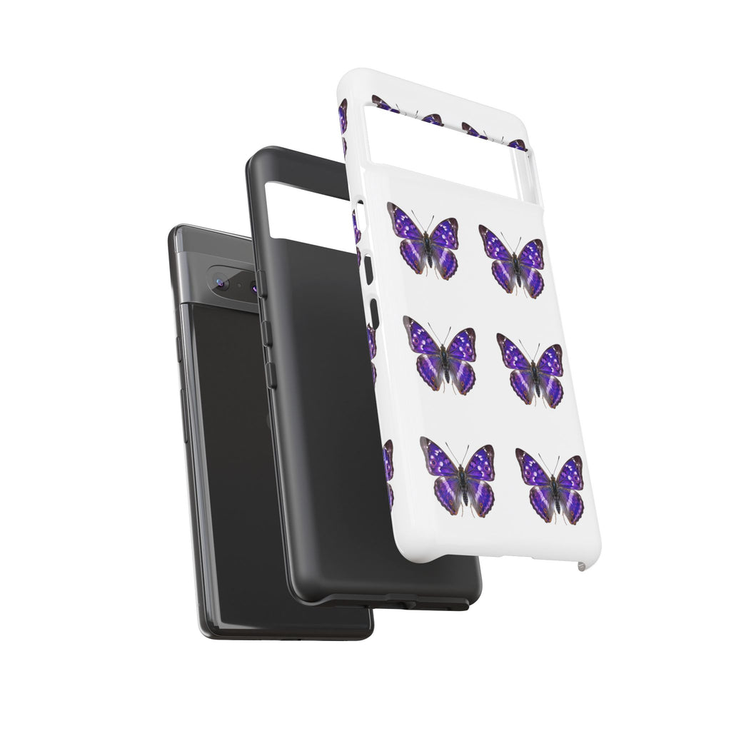 Purple Butterfly Tough Phone Case — Durable Protective iPhone Case with Repeating Butterfly Pattern