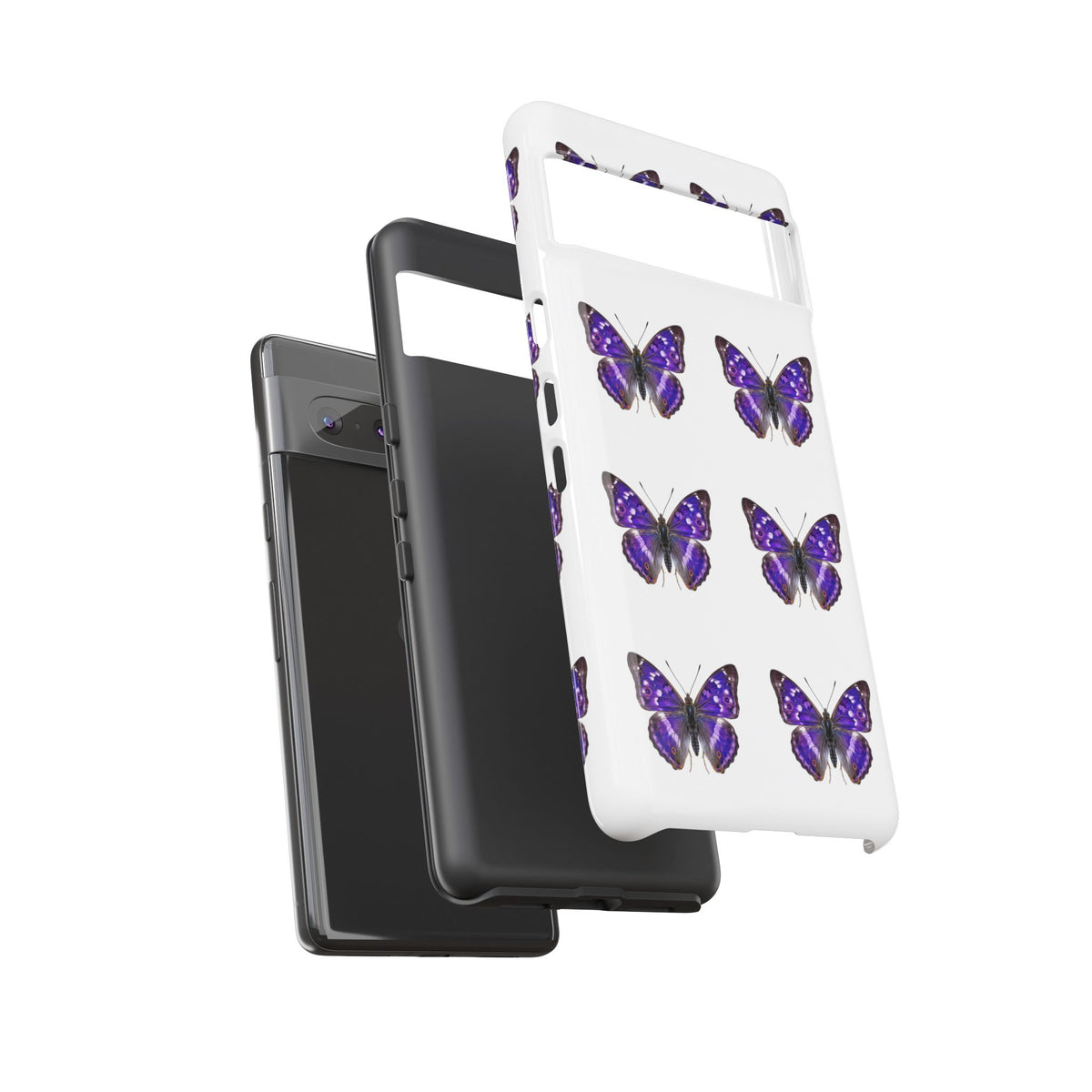 Purple Butterfly Tough Phone Case — Durable Protective iPhone Case with Repeating Butterfly Pattern
