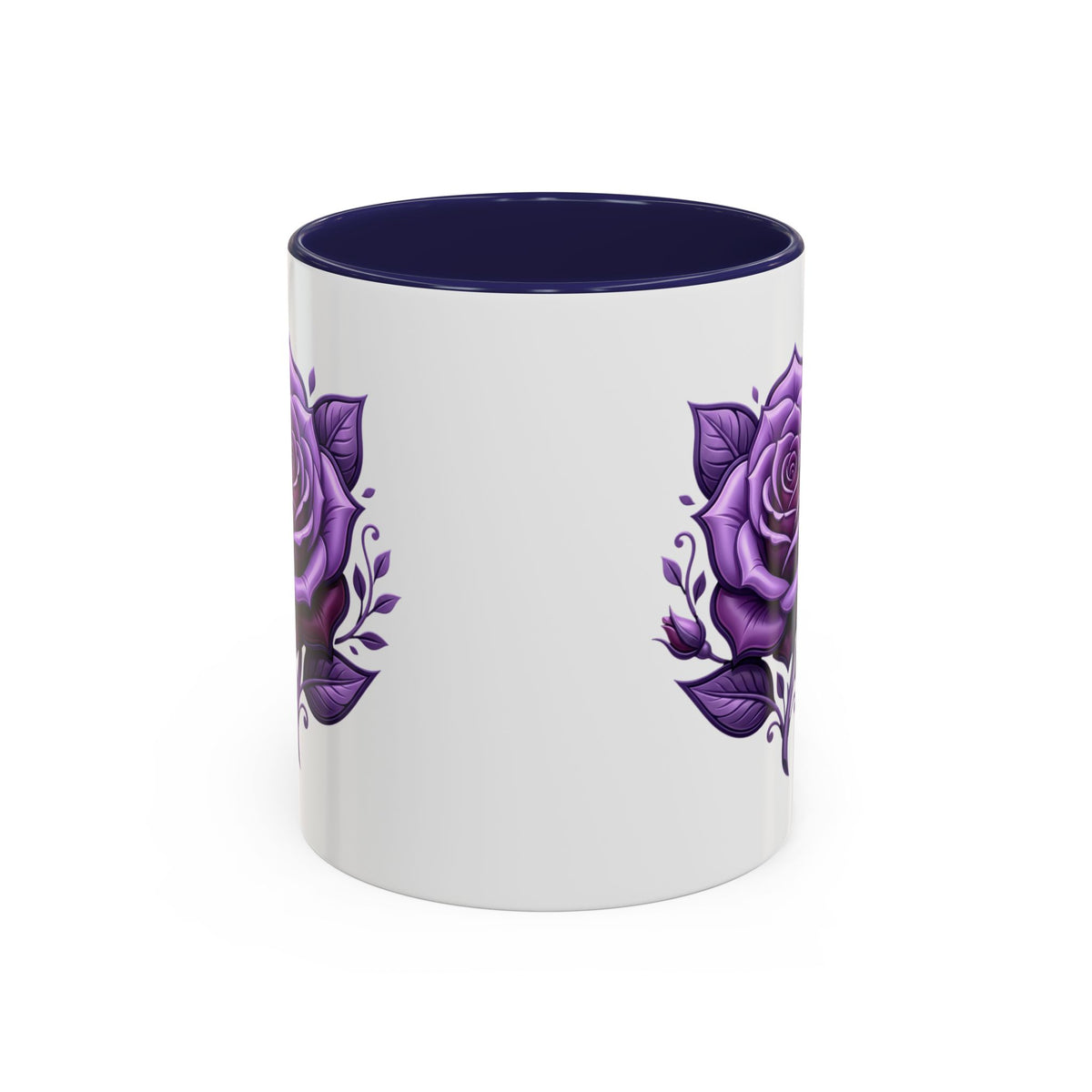 Purple Rose Accent Coffee Mug — Floral Gothic Tea Cup for Women & Gifts