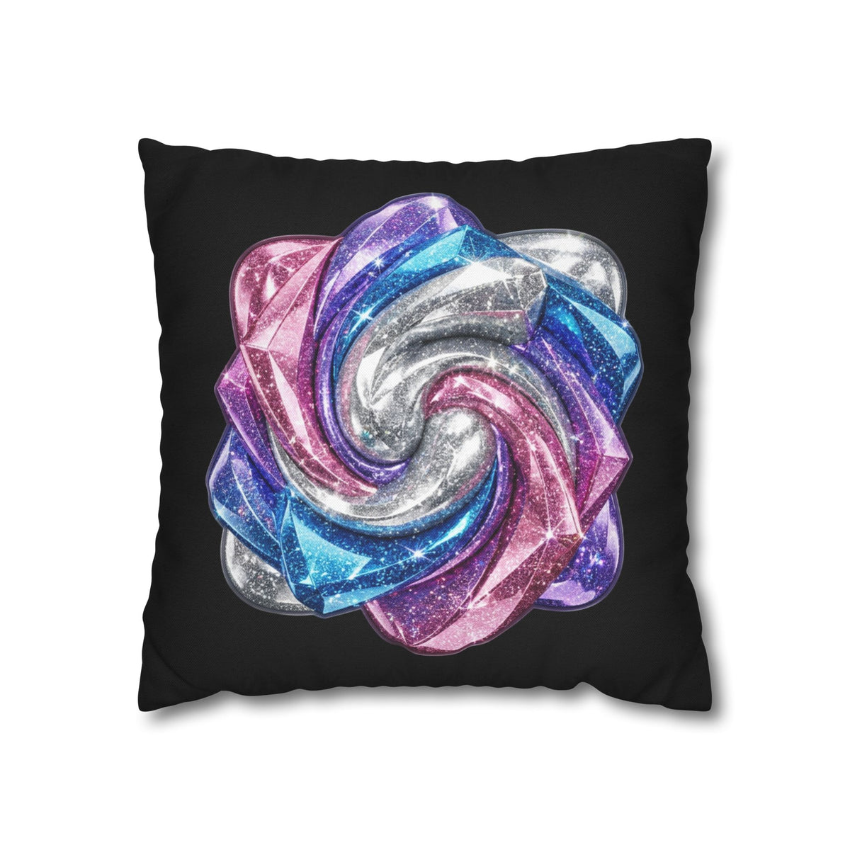 3D Glitter Design Black Spun Polyester Square Pillowcase