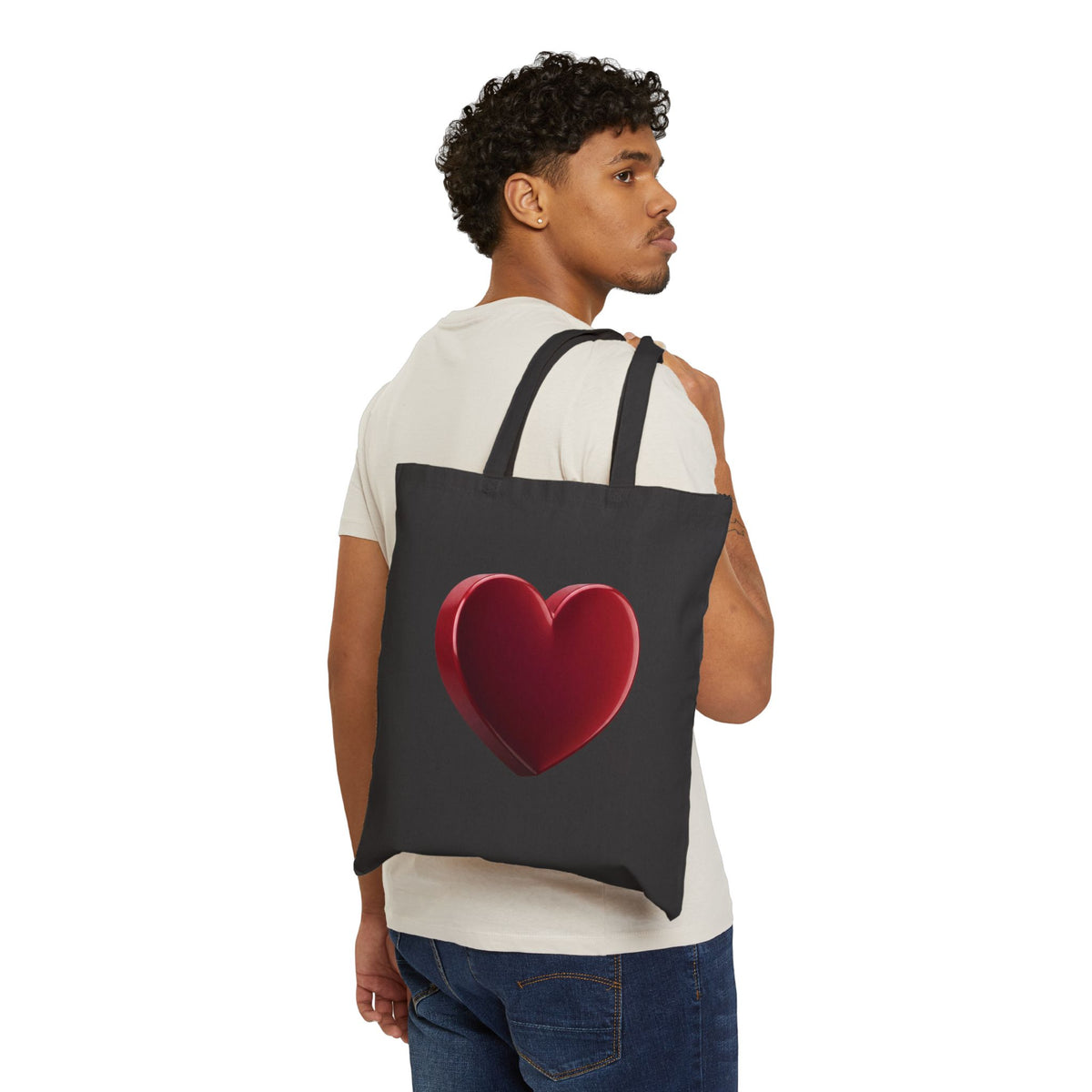 Red heart Cotton Canvas Tote Bag
