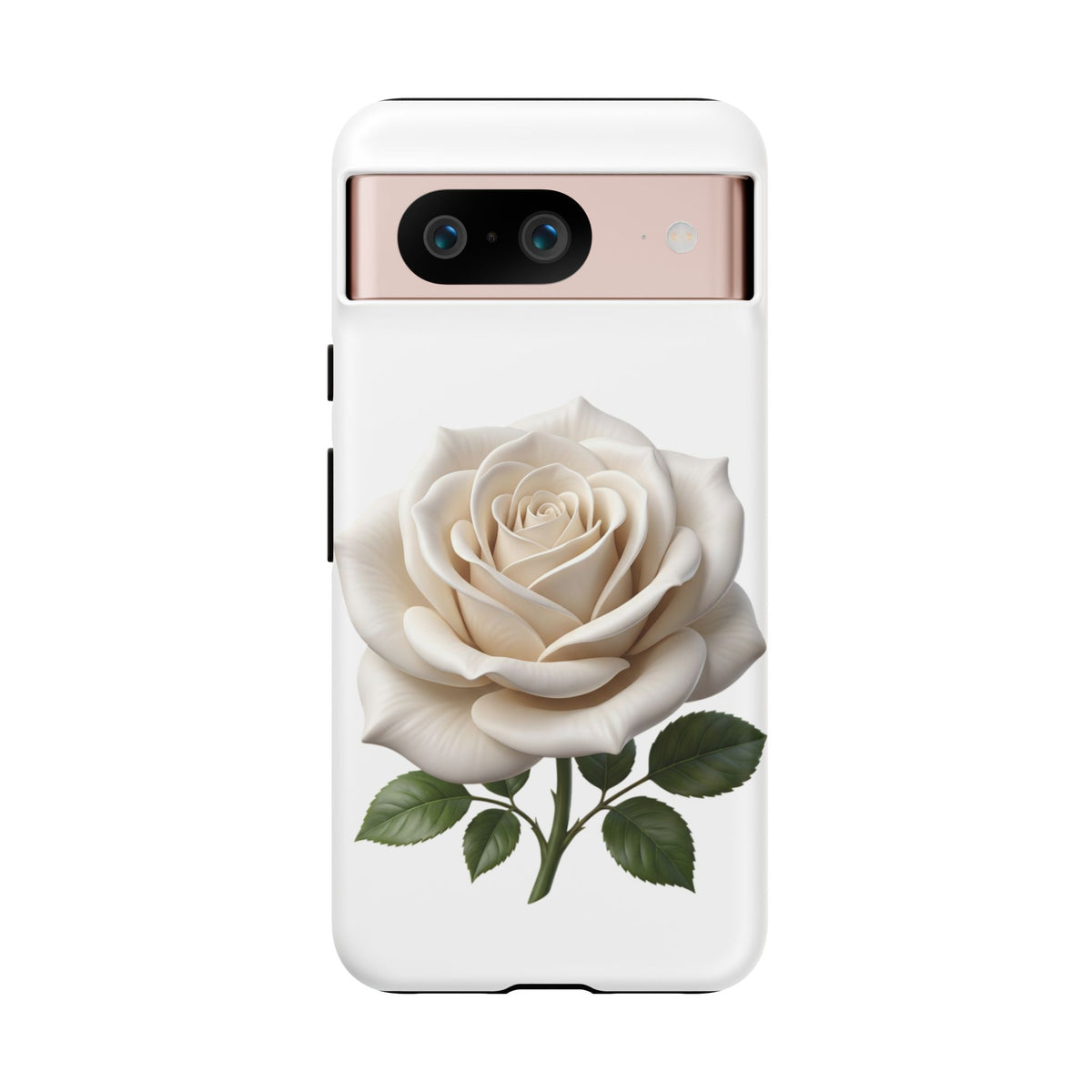 White Rose Tough Phone Case – Elegant Floral Protective Cover