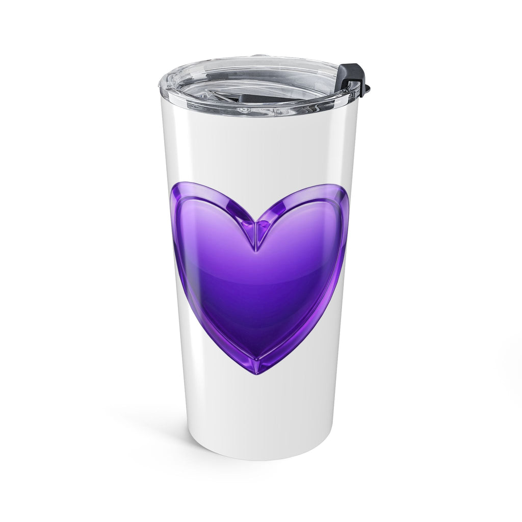 20oz Purple Heart Tumbler — Insulated Travel Cup- White