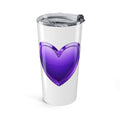 20oz Purple Heart Tumbler — Insulated Travel Cup- White