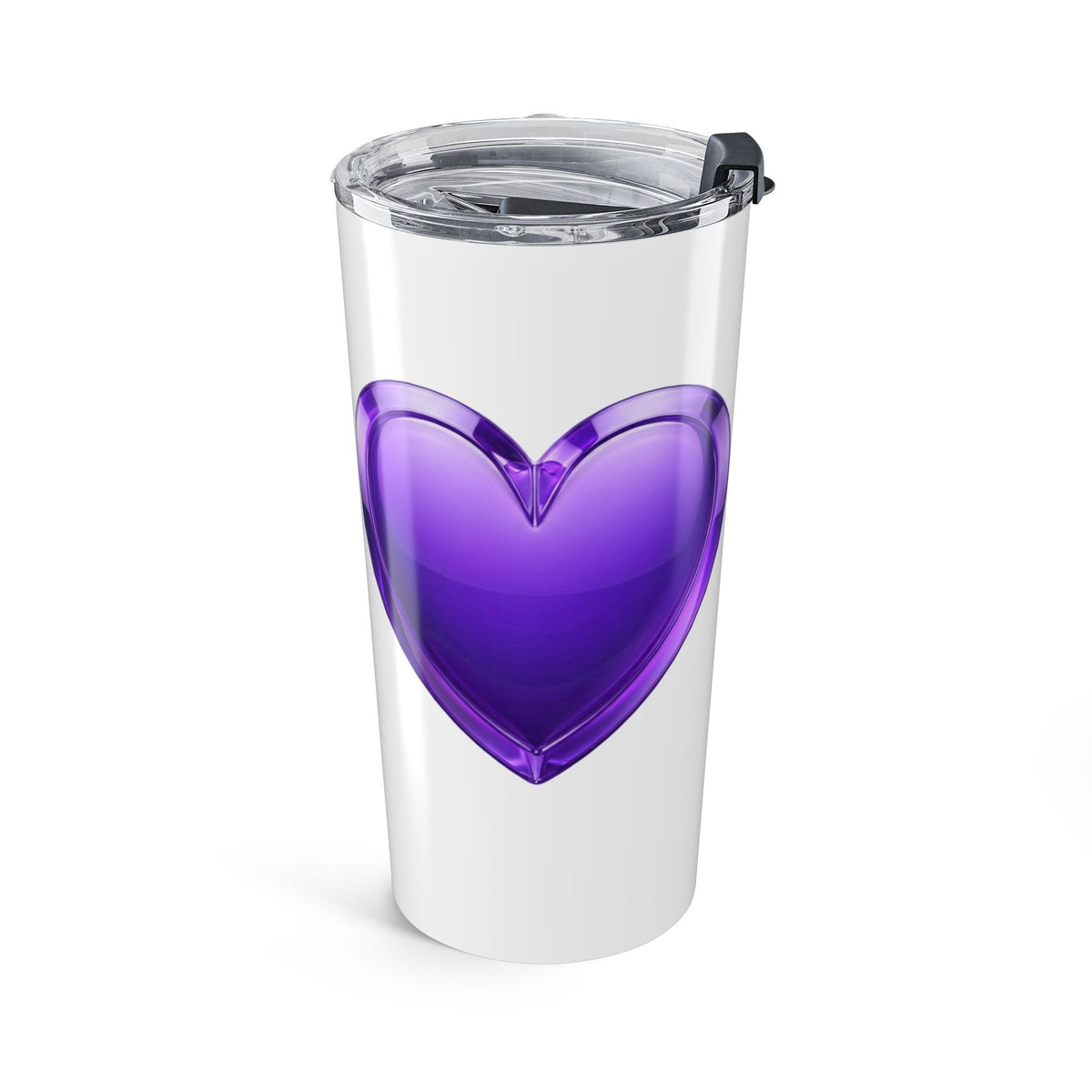 20oz Purple Heart Tumbler — Insulated Travel Cup- White
