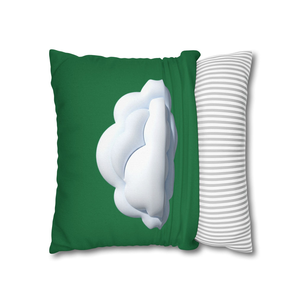 Cloud Graphic Pillowcase — Dark Green Decorative Throw Pillow Cover