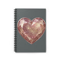 Sparkling Rose Gold Heart Spiral Notebook — Ruled Journal for Notes & Gifts- Dark Grey