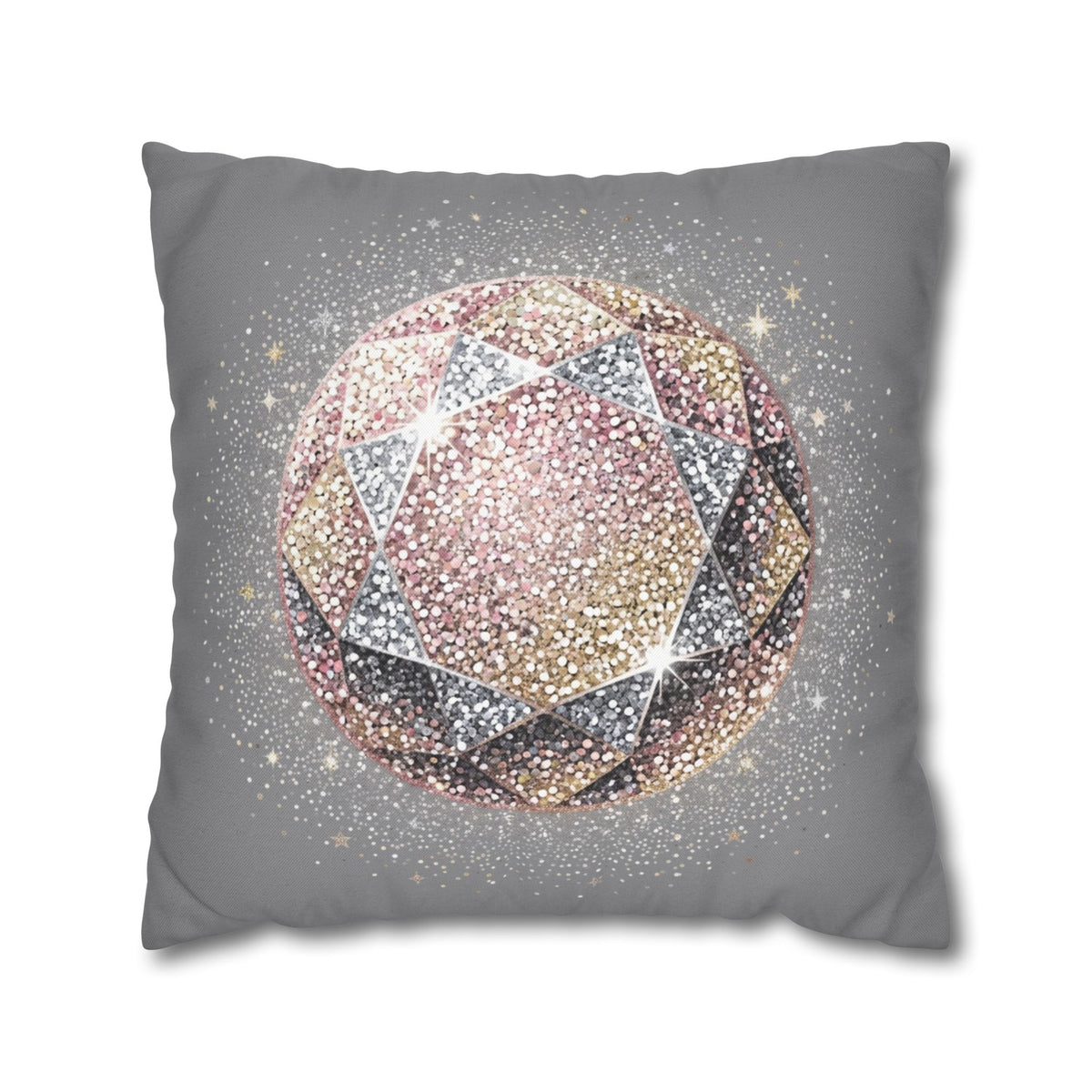 Glittery Grey Spun Polyester Square Pillowcase