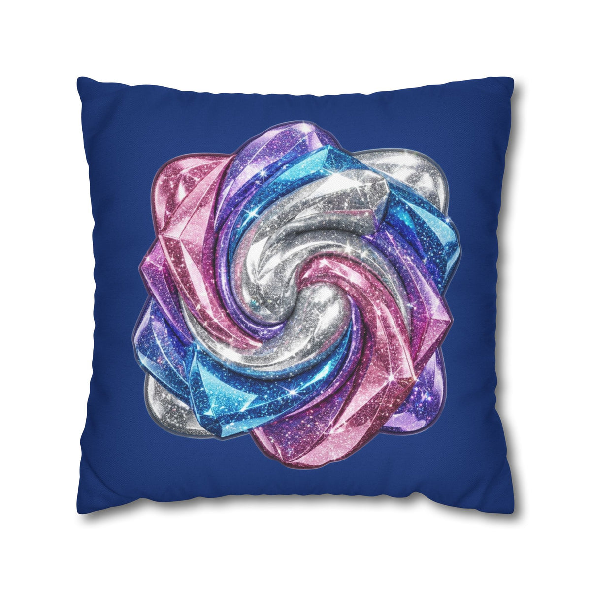 3D Glitter Design Navy Spun Polyester Square Pillowcase
