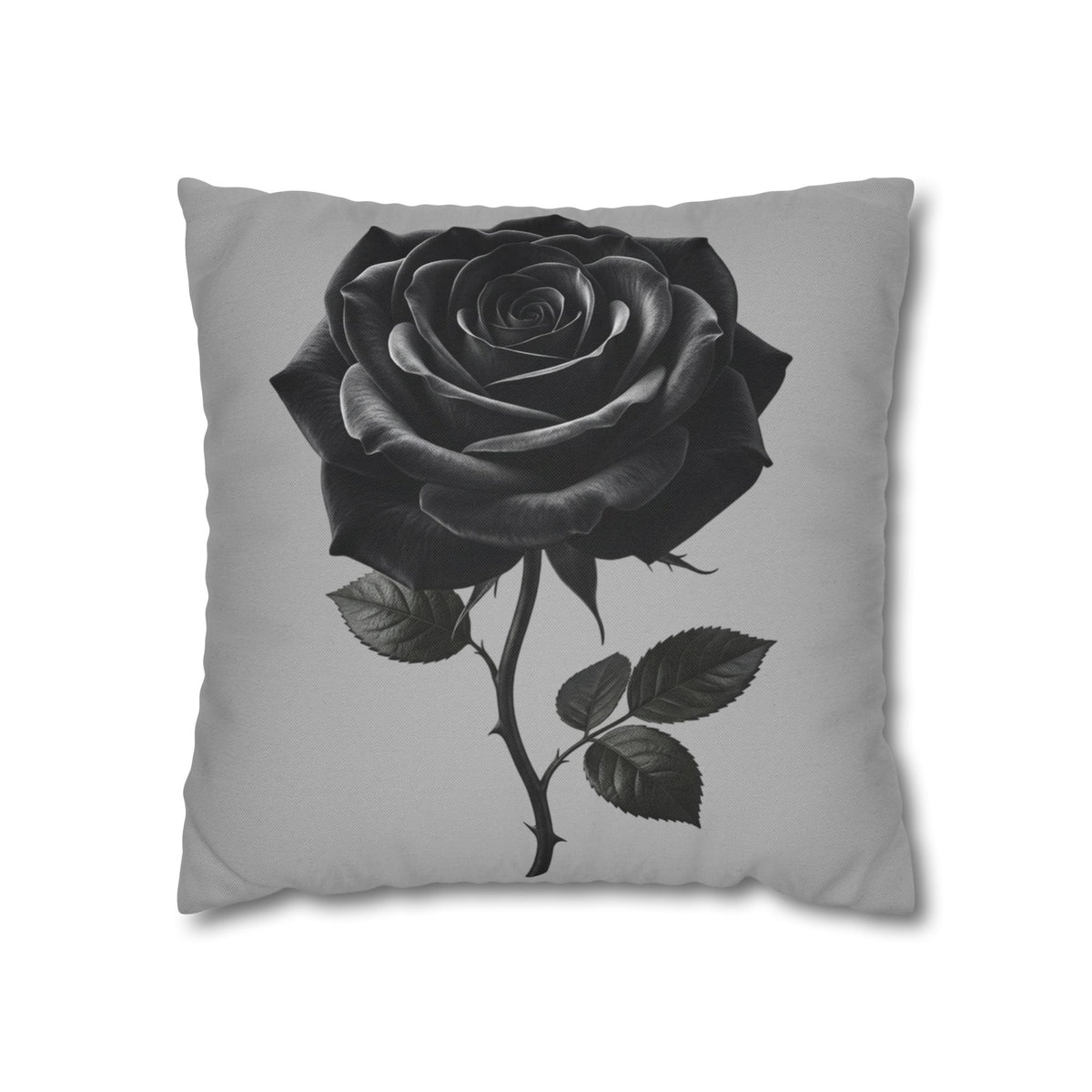 Black Rose Grey Spun Polyester Square Pillowcase