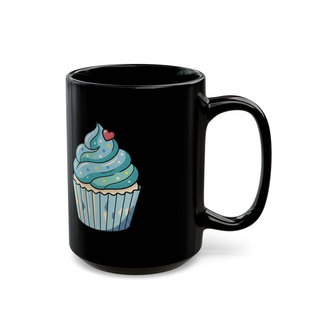 Blue Frosting Cupcake Black Mug (11oz, 15oz)