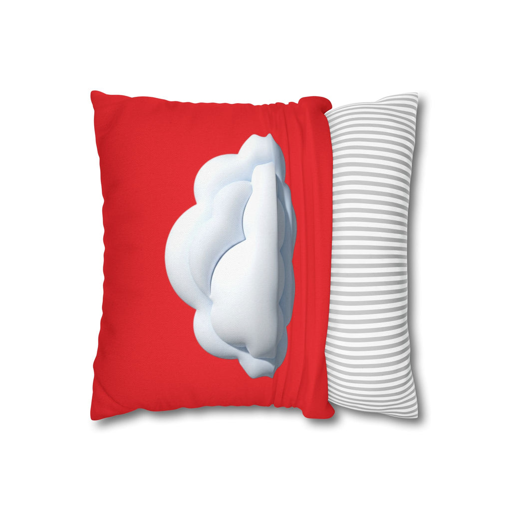 Cloud Graphic Red Pillowcase — Red Cute Cloud Decor