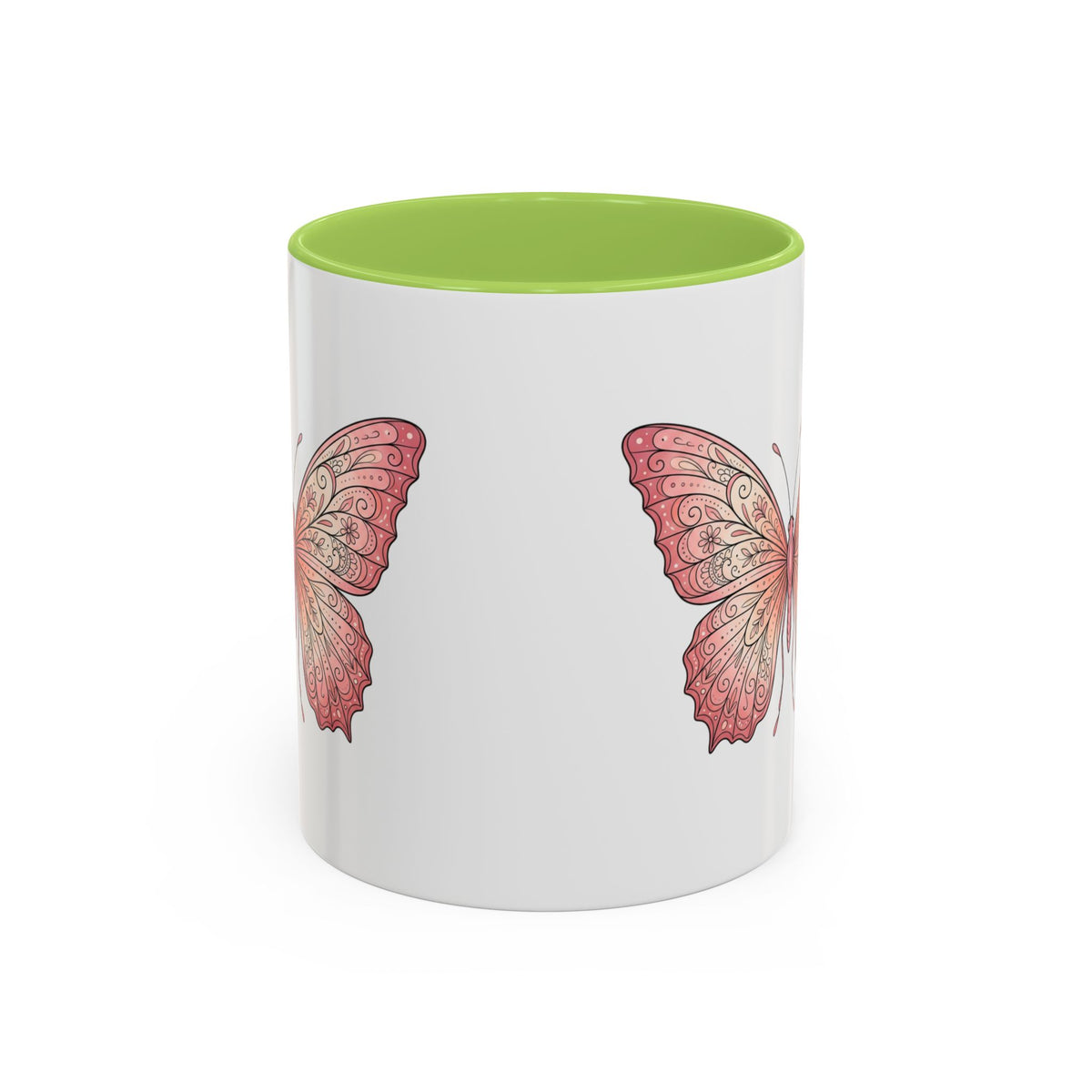 Pink Watercolor Butterfly Accent Coffee Mug — Floral Boho Tea & Coffee Cup (11/15oz)