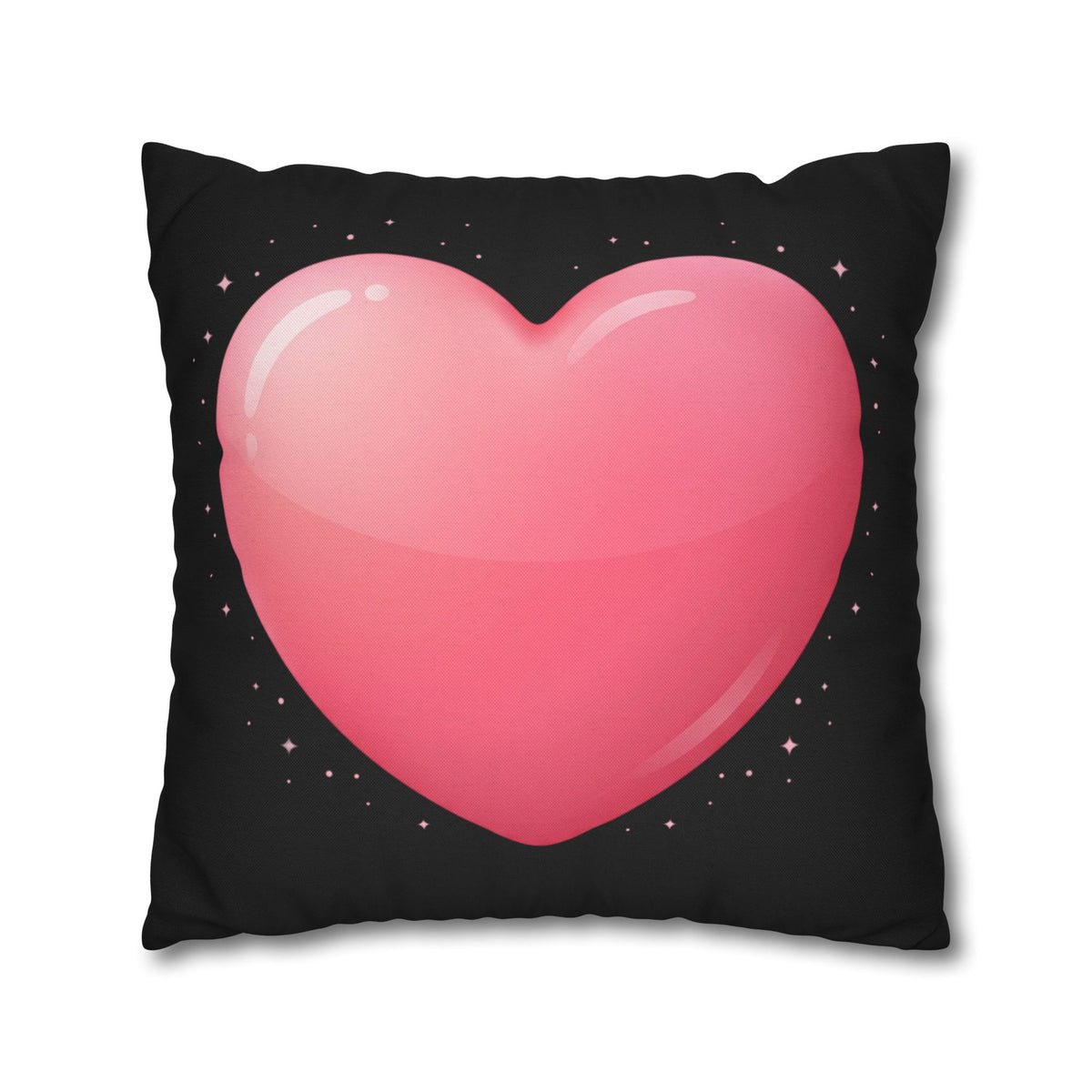 Pink Heart Black Spun Polyester Square Pillowcase