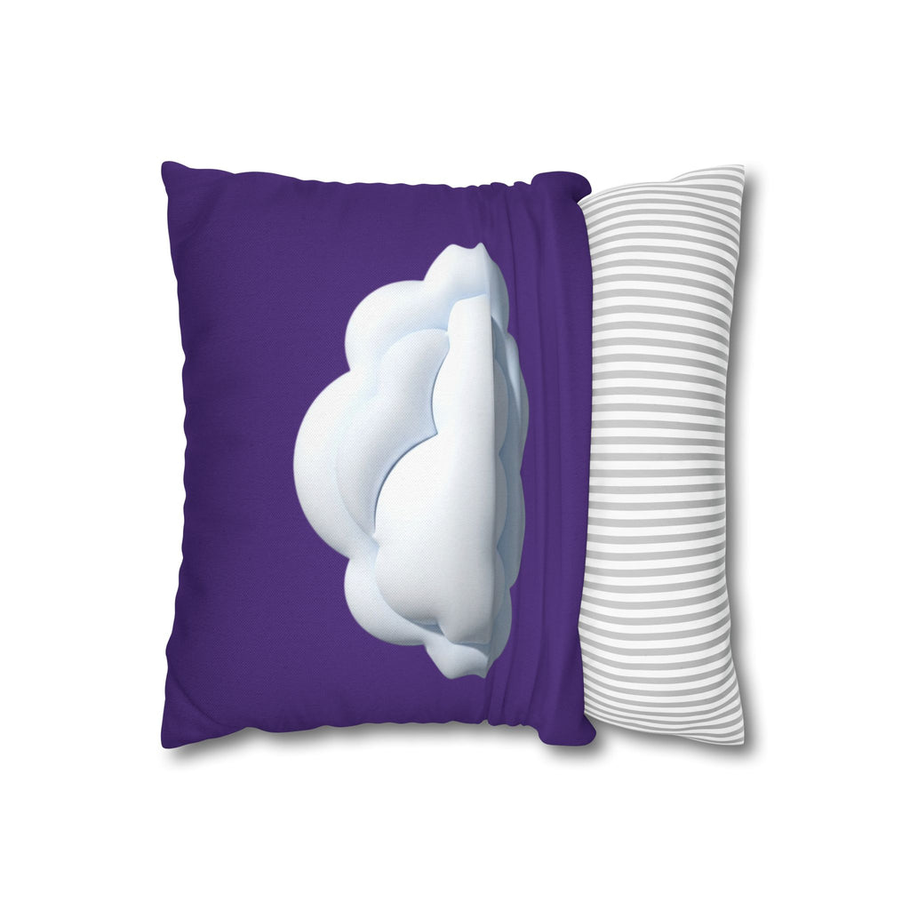 Cloud Graphic Pillowcase - Dark Purple Whimsical Decorative Throw Pillow Cover