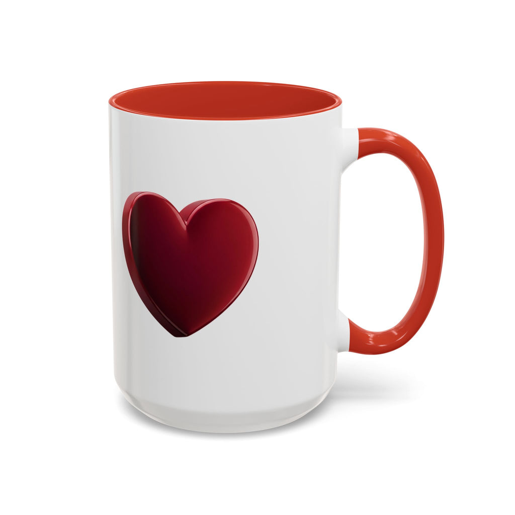 Heart Accent Coffee Mug – Red 3D Heart Design, Valentine’s Day Gift