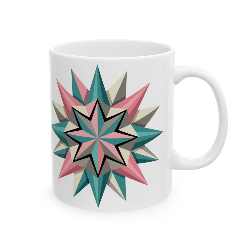 Geometric Starburst Ceramic Mug — Pink & Teal 11oz/15oz