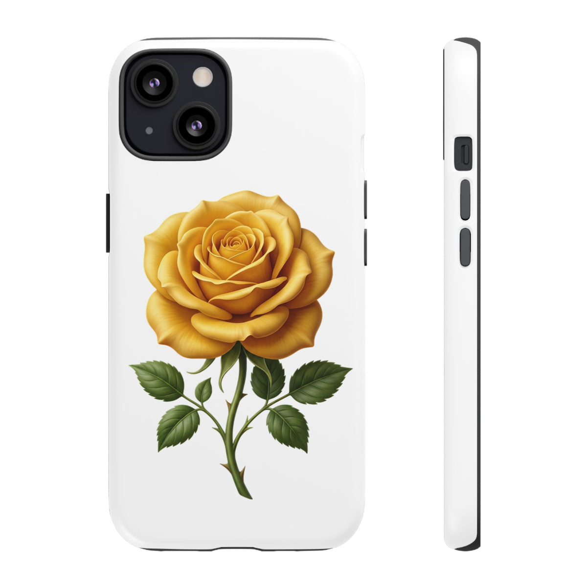 Yellow Rose Phone Case — Vintage Floral Tough Protective Cover