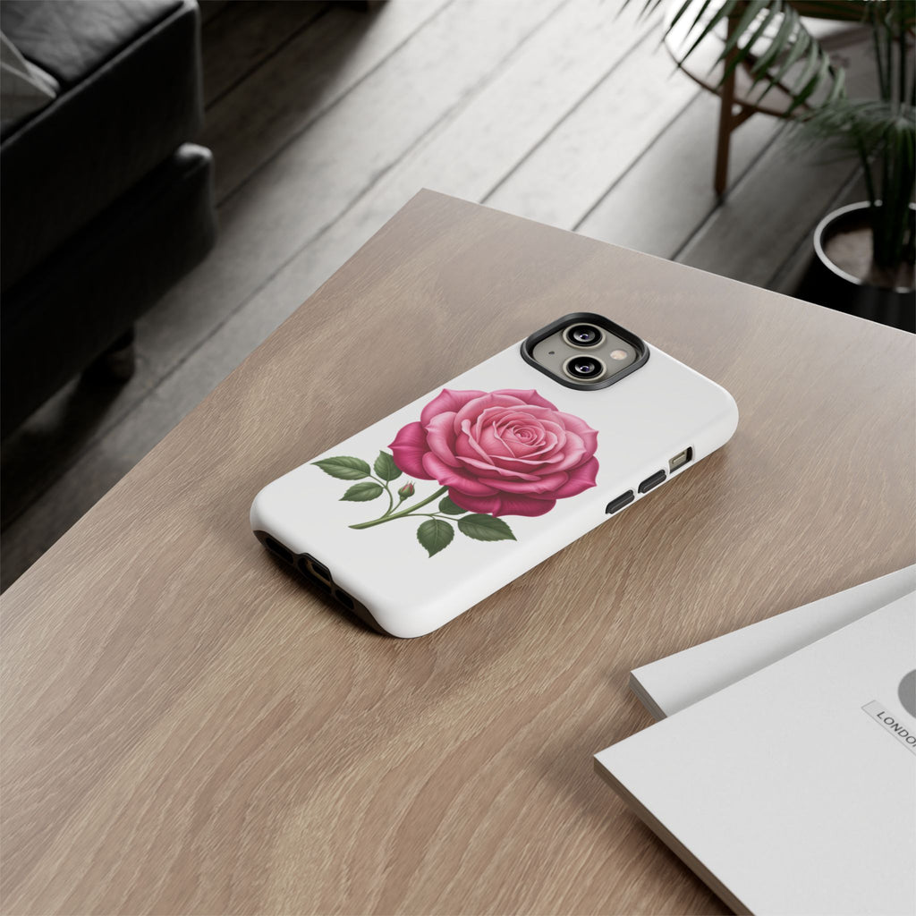 Pink Rose Tough Phone Case — Floral Protective iPhone Cover