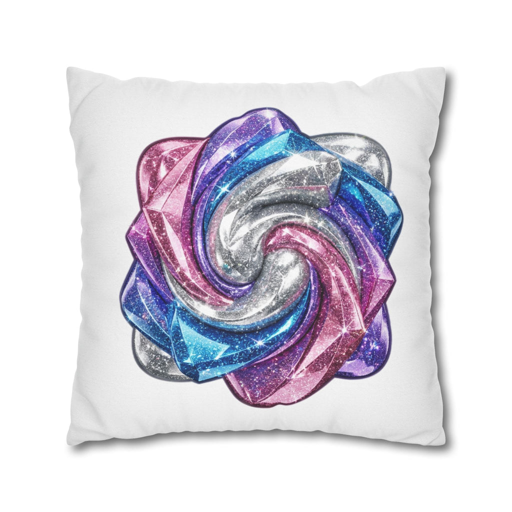 3D Glitter Design White Spun Polyester Square Pillowcase