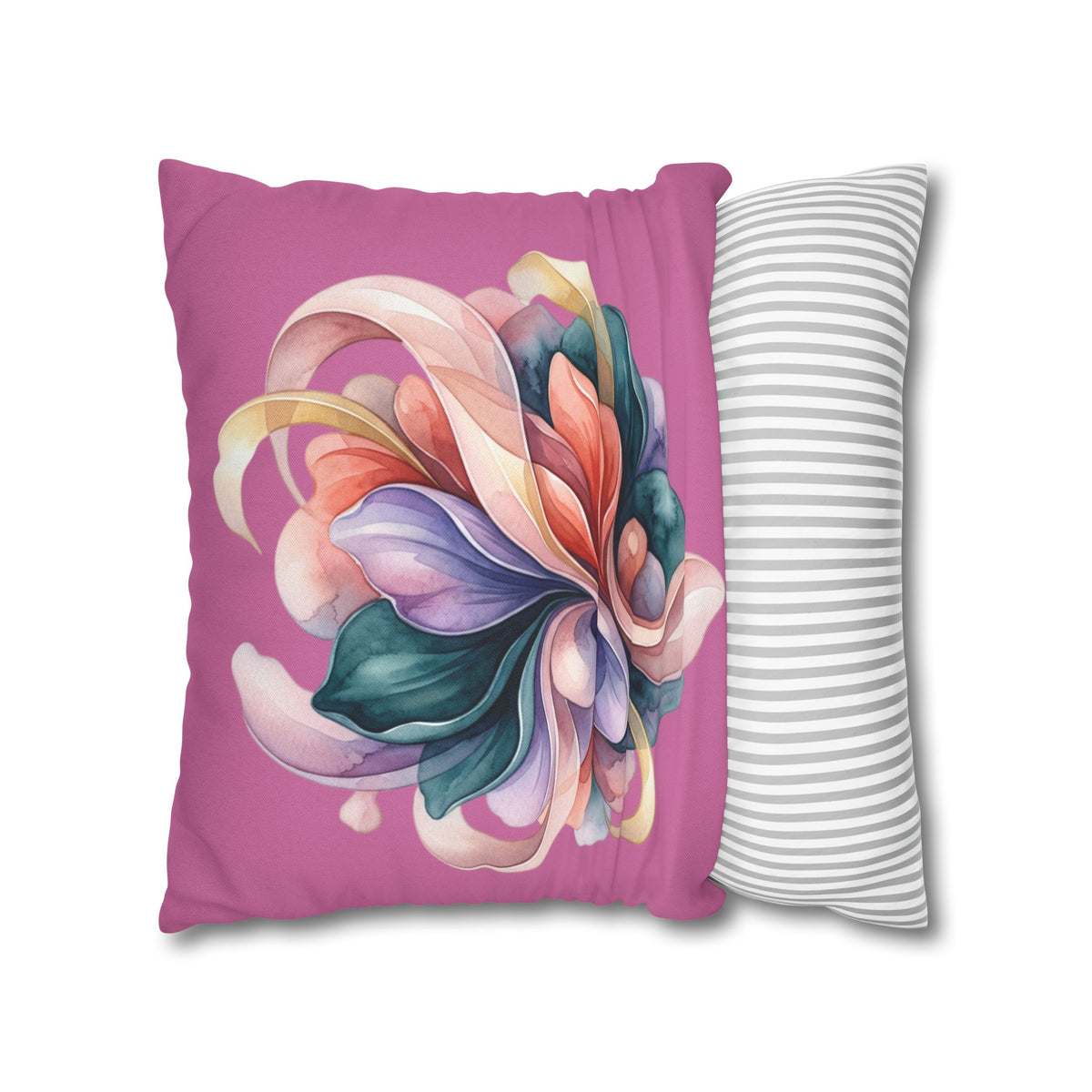 Floral Swirl Decorative Pillow — Pink Abstract Botanical Accent