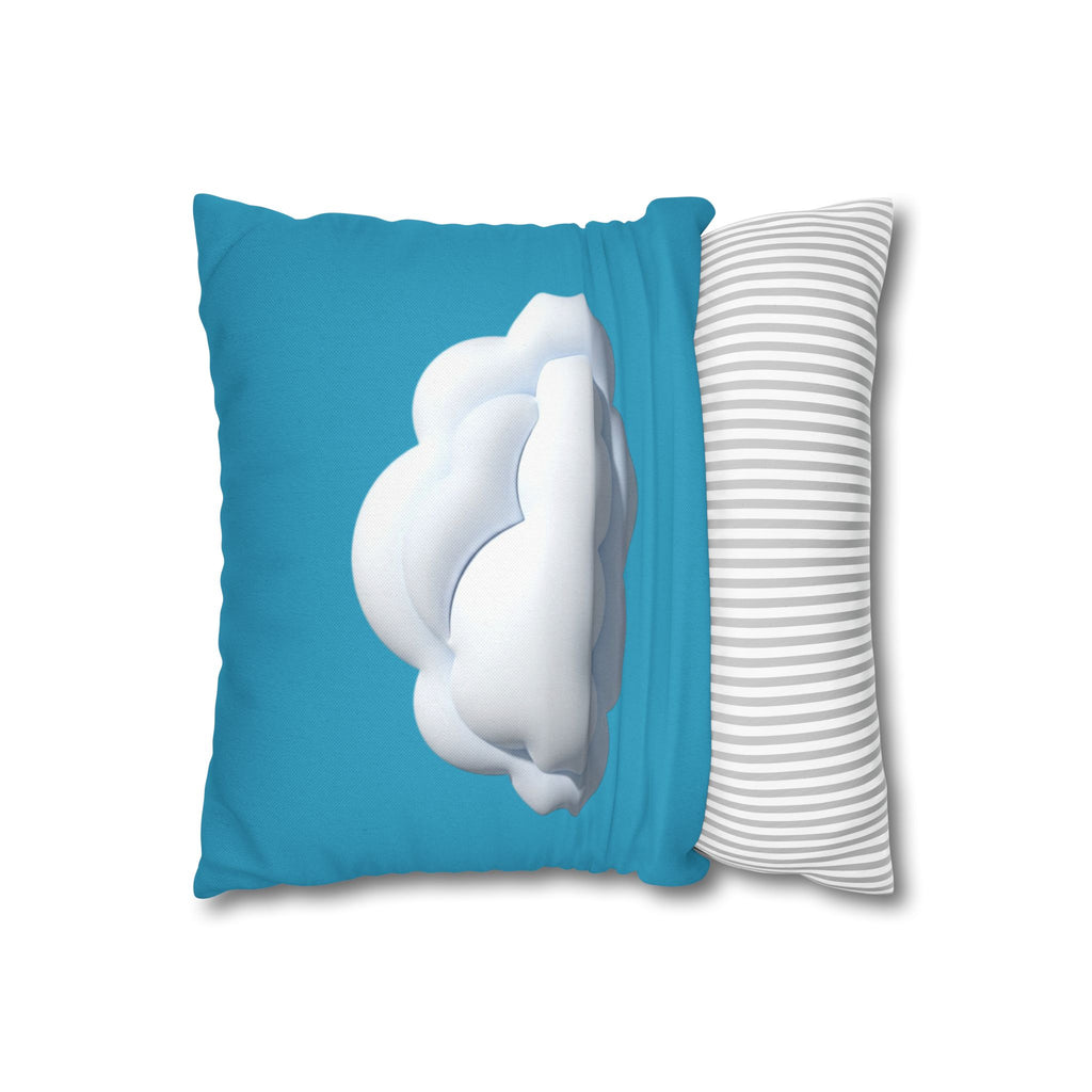 Cloud Print Turquoise Pillowcase – Cute White Cloud on Blue Decorative Throw Pillow Cover