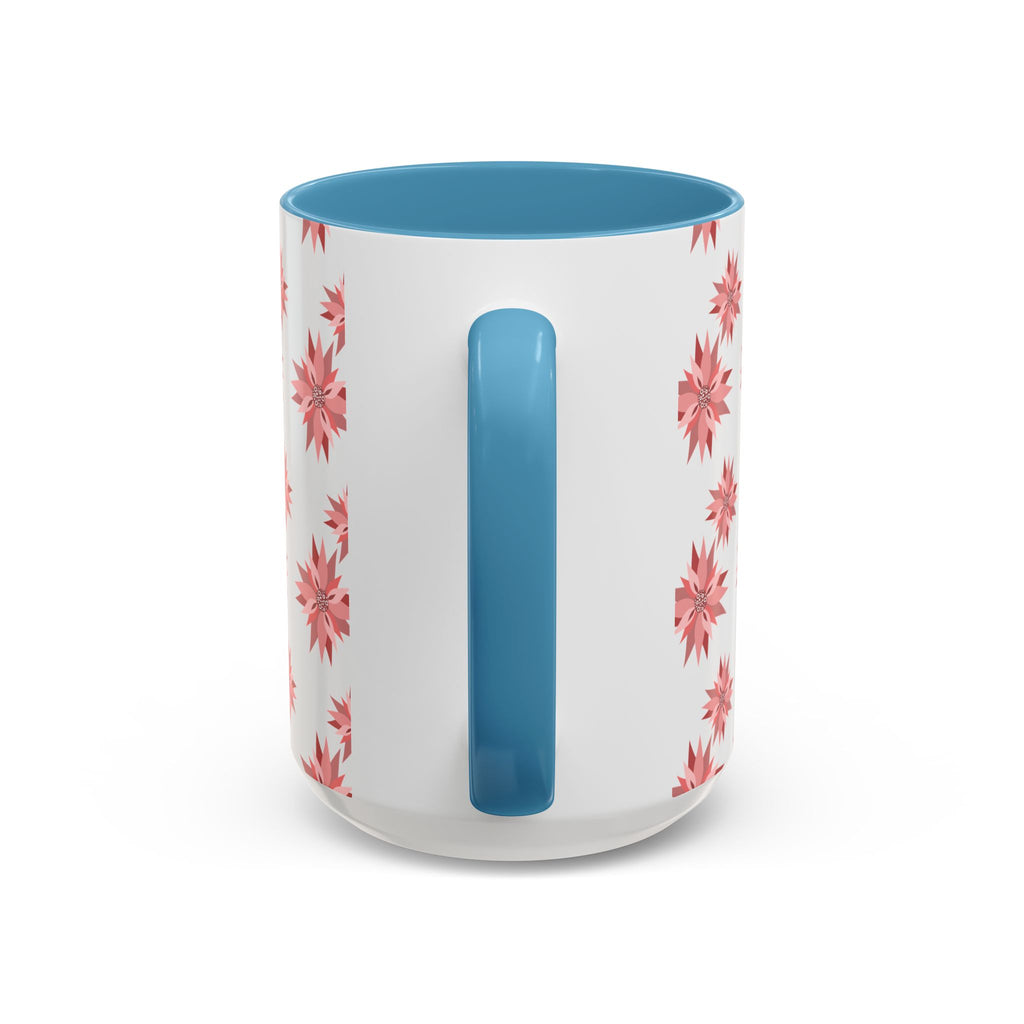 Pink Geometric Floral Accent Coffee Mug — 11/15oz