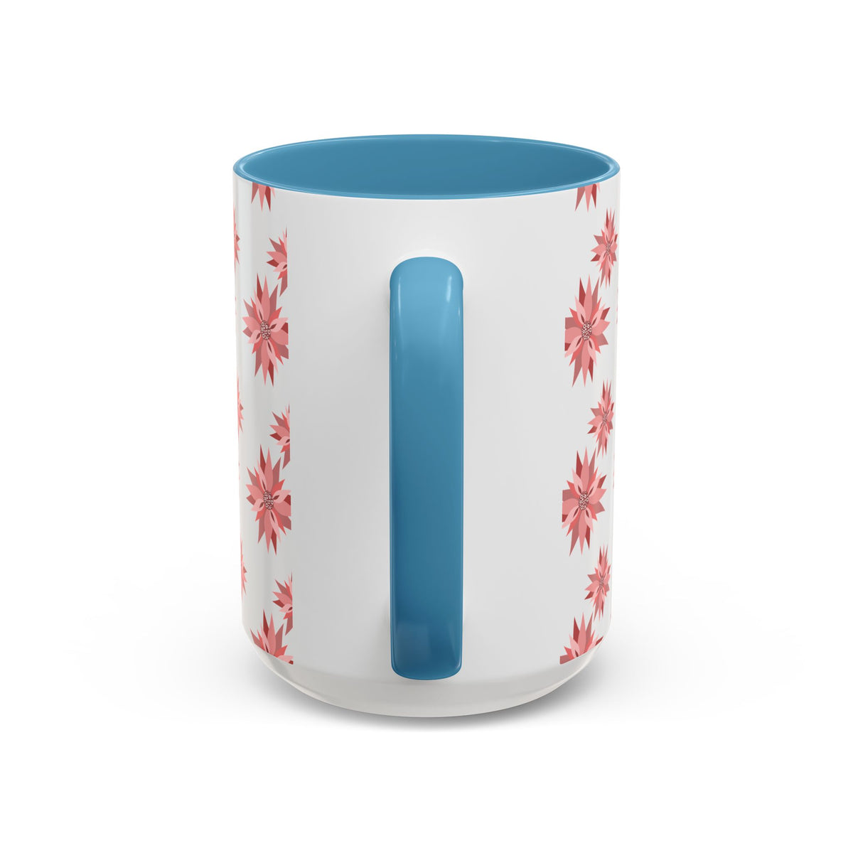 Pink Geometric Floral Accent Coffee Mug — 11/15oz