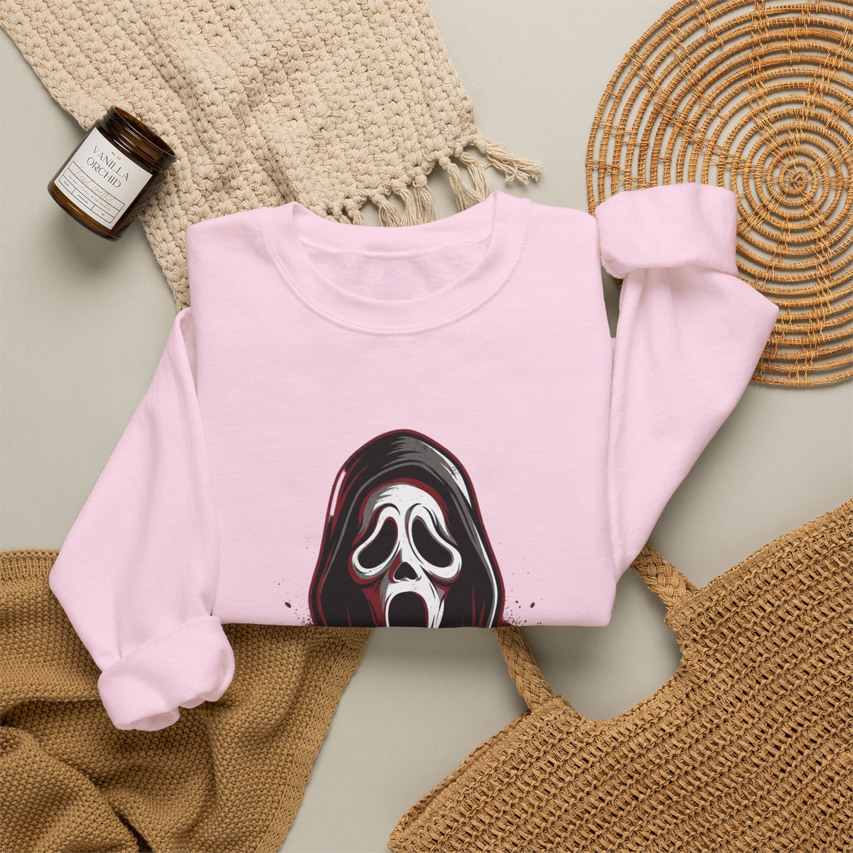 Scream Mask Crewneck Sweatshirt – Horror Ghostface Graphic